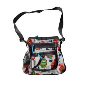 LILY BLOOM Red Green White Singing Birds Birdhouses Boho Hippie Crossbody Bag